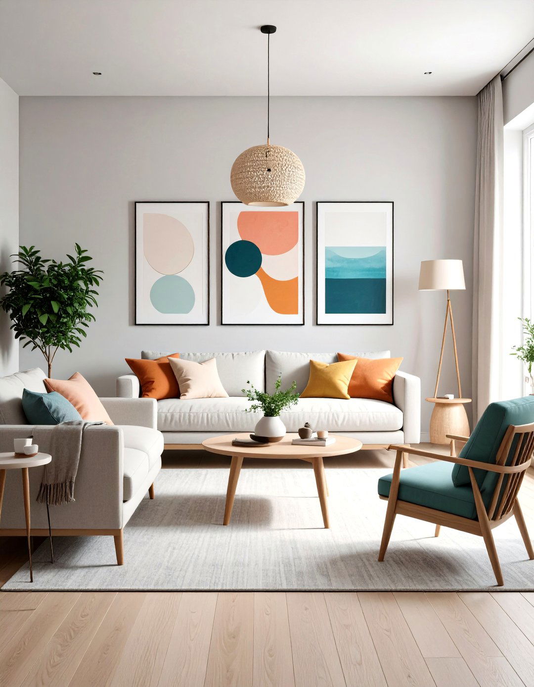 Display Minimalist Art - 20 Scandinavian Living Room Ideas
