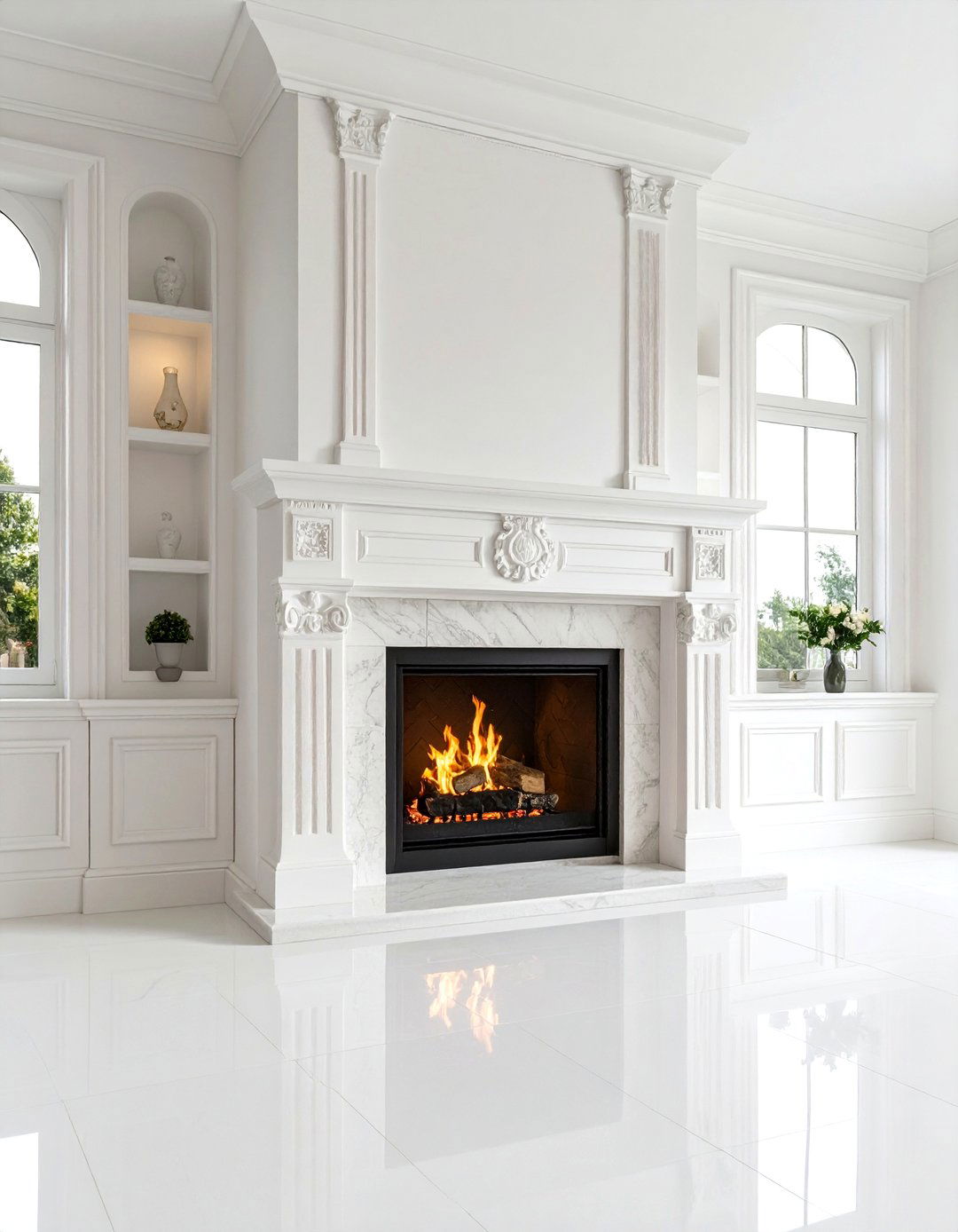 Display Niches and Tapered Over Mantel Columns - 20 Craftsman-style Fireplace Ideas