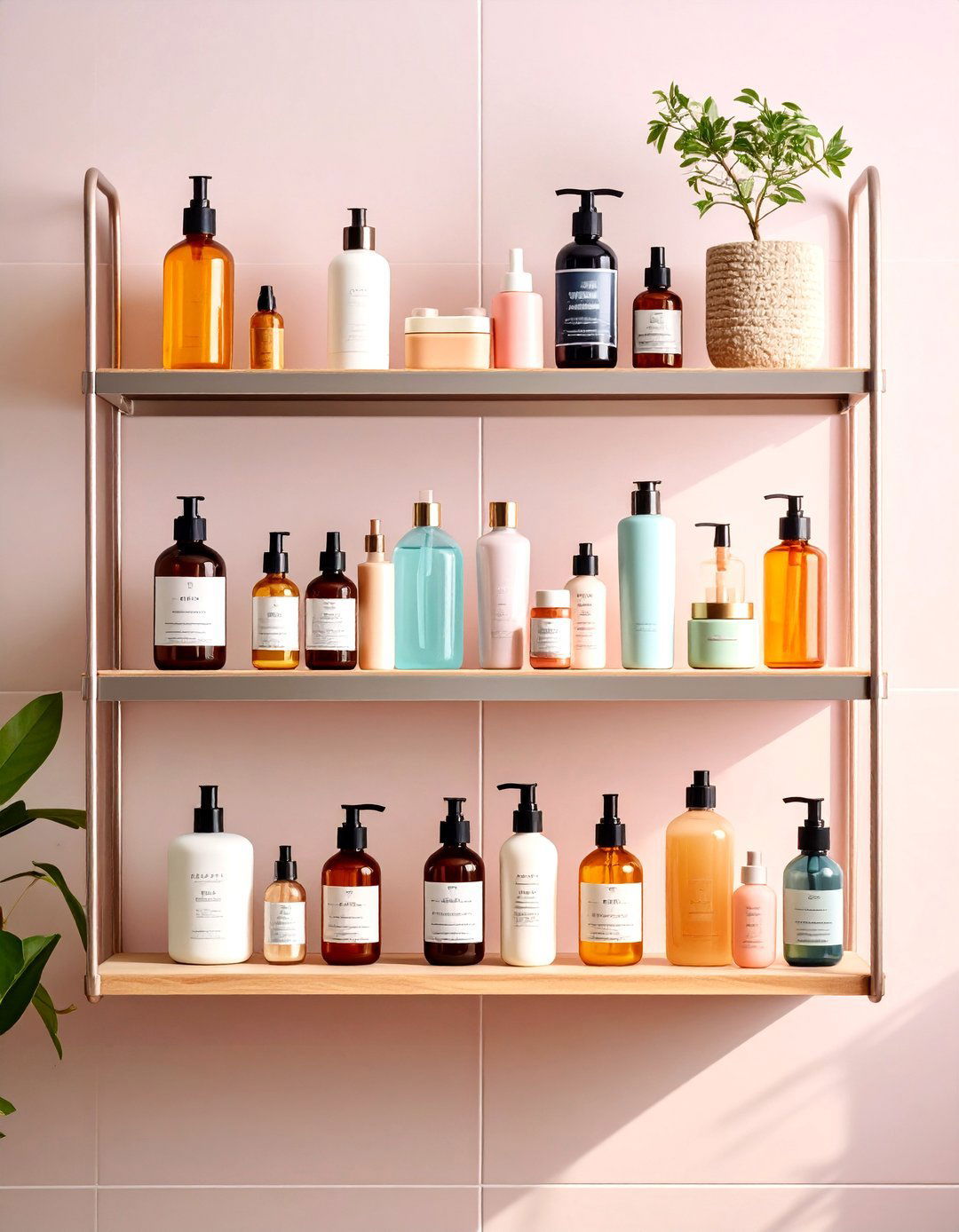 Display Skincare on Shelves - 20 Small Bathroom Storage Ideas