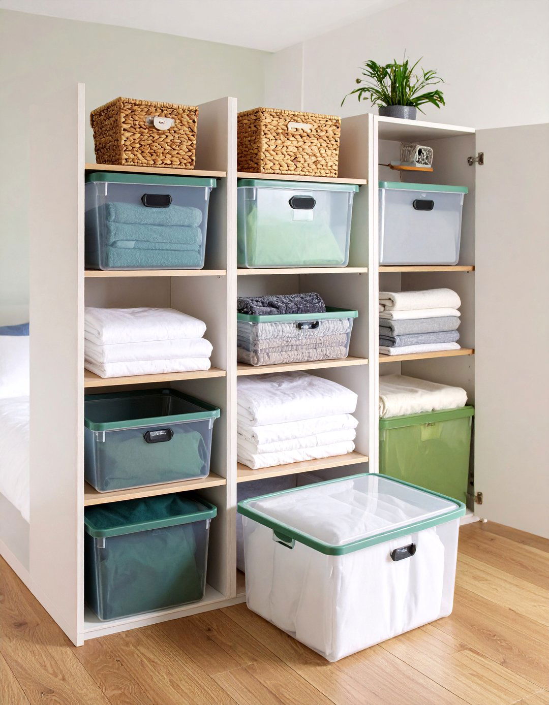 Display Throws on a Blanket Ladder for Bedding Storage - 20 Bedding Storage Ideas