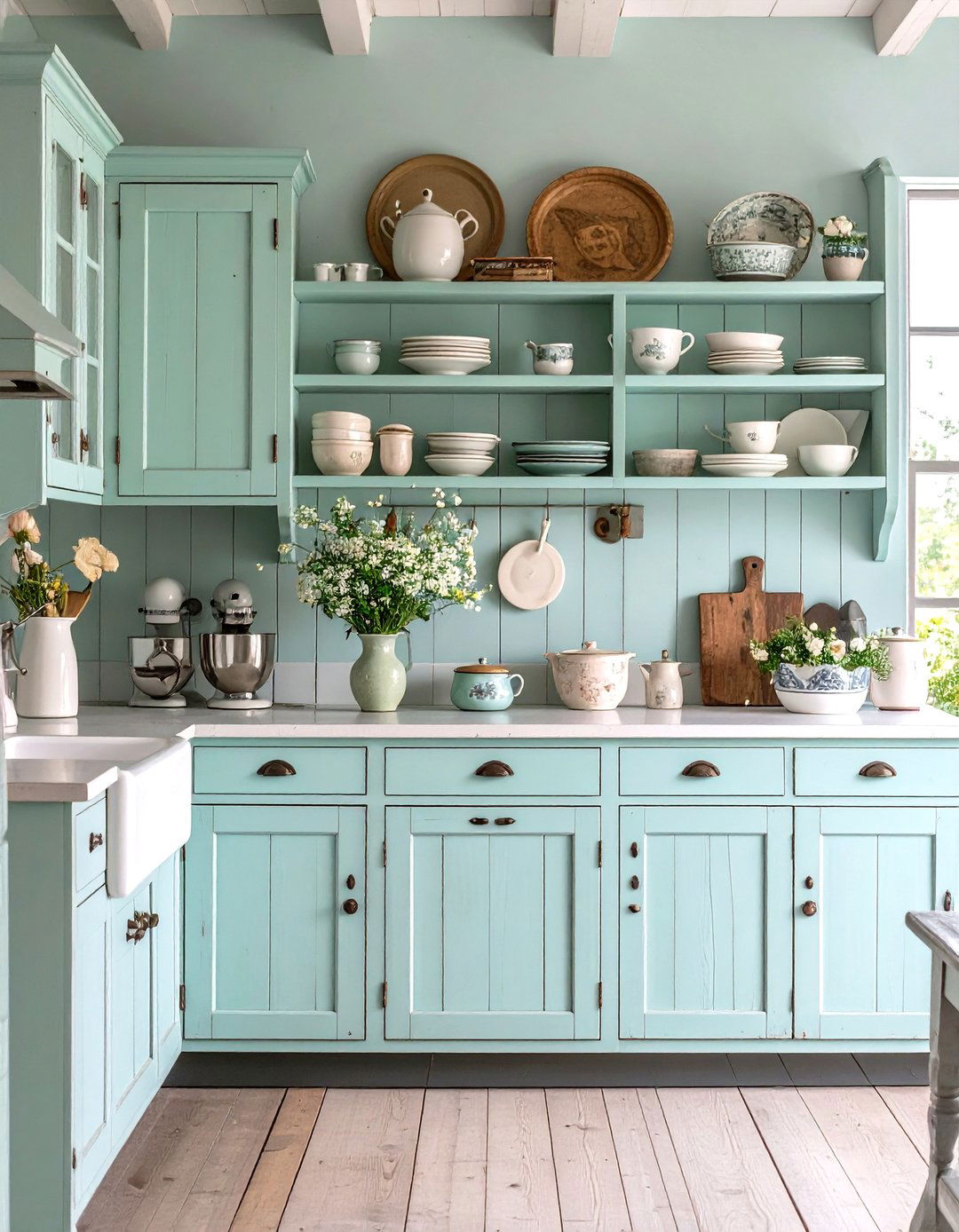 Distressed Cabinetry - 20 Shabby Chic Kitchen Ideas