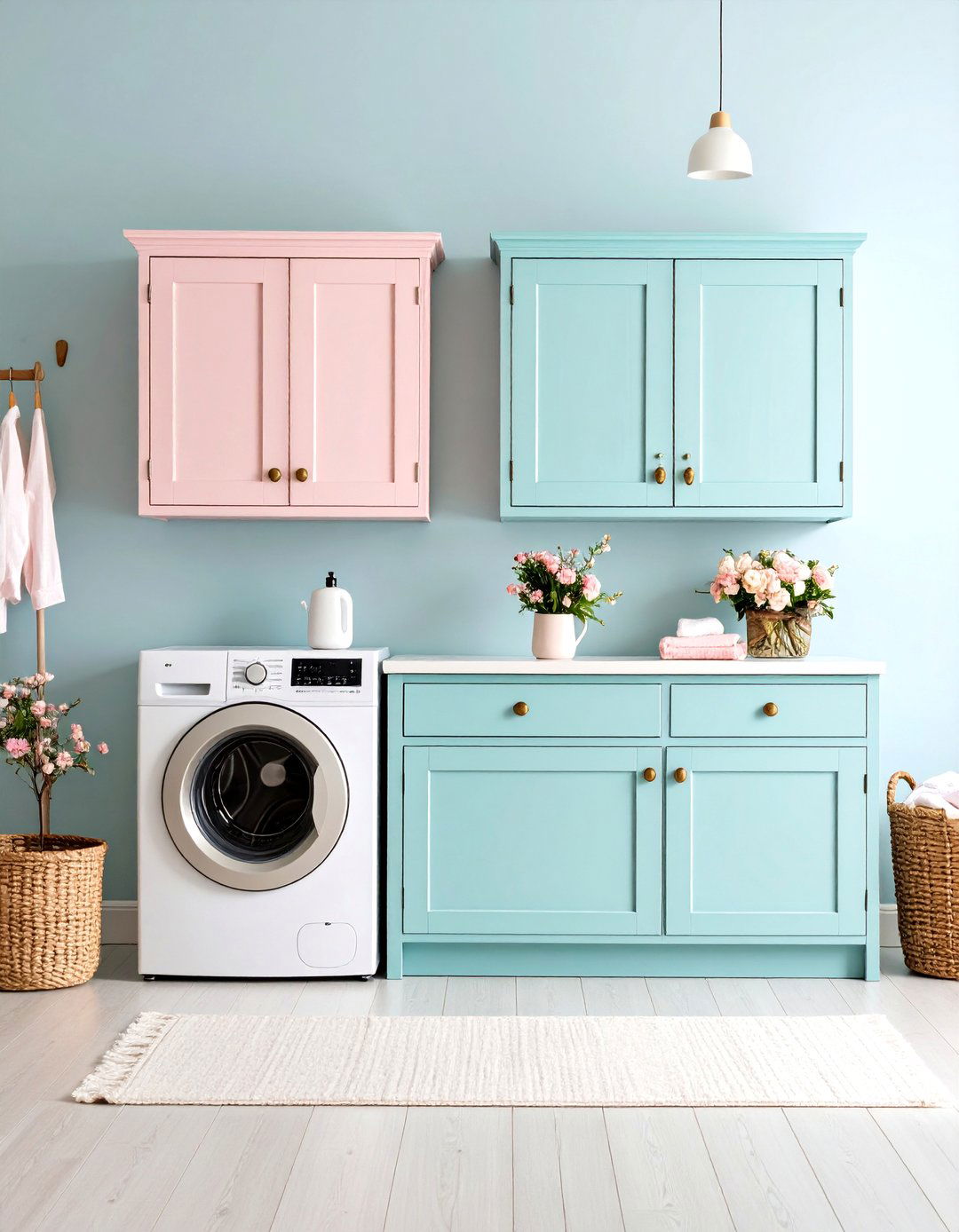 Distressed Painted Cabinets - 20 Vintage Laundry Room Decor Ideas
