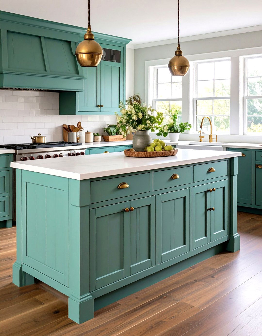 Distressed Painted Finish Kitchen Island - 20 Rustic Kitchen Island Ideas