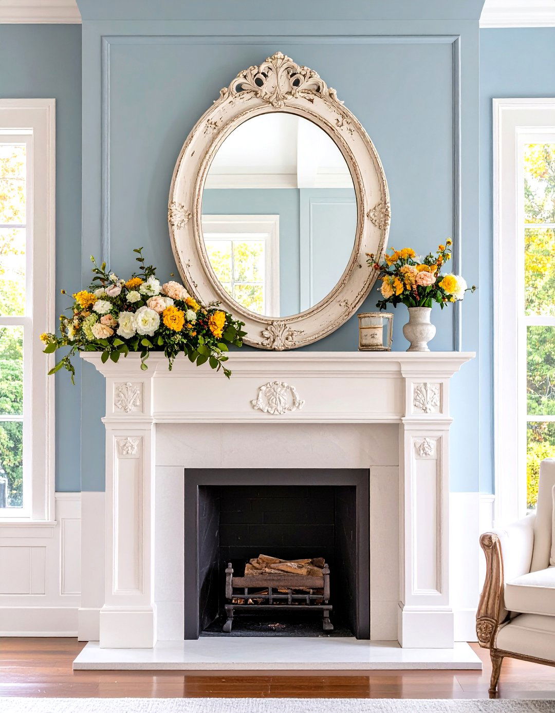Distressed Shabby Chic Mirror Over Fireplace - 20 Mirror Over Fireplace Ideas