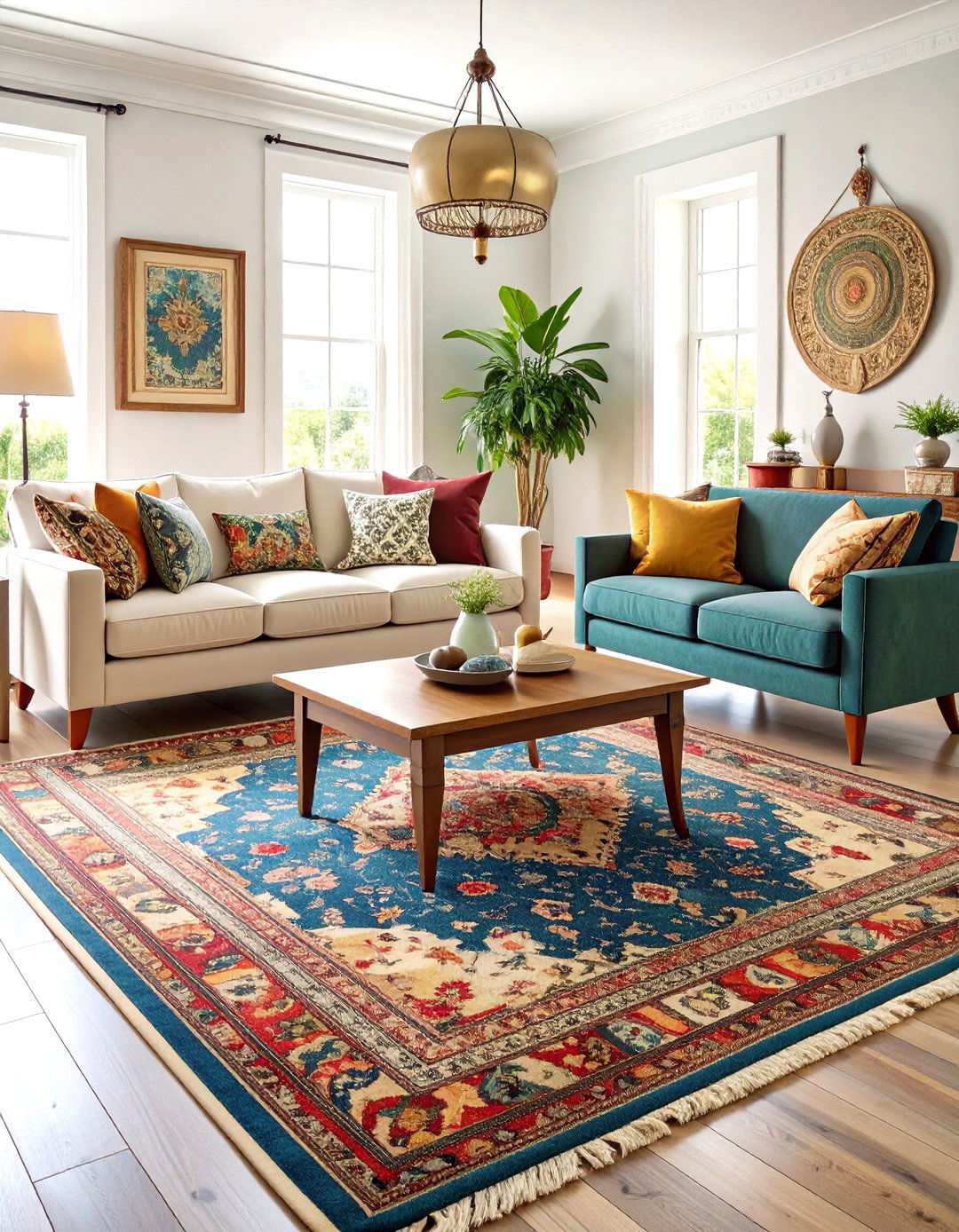 Distressed Vintage Living Room Rug Style - 20 Living Room Rug Ideas