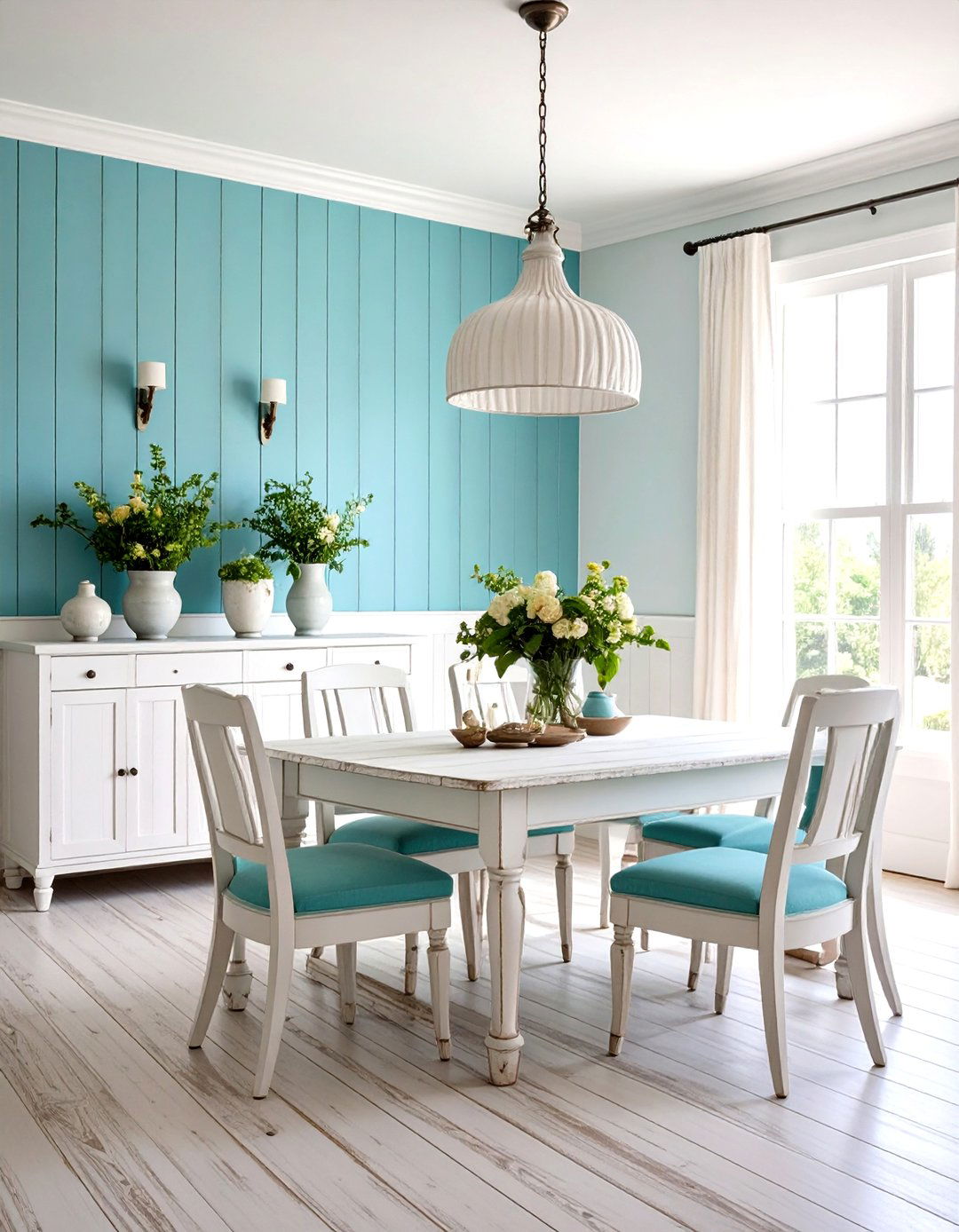 Distressed White Rustic Wainscoting with Layered Paint - 20 Rustic Wainscoting Ideas