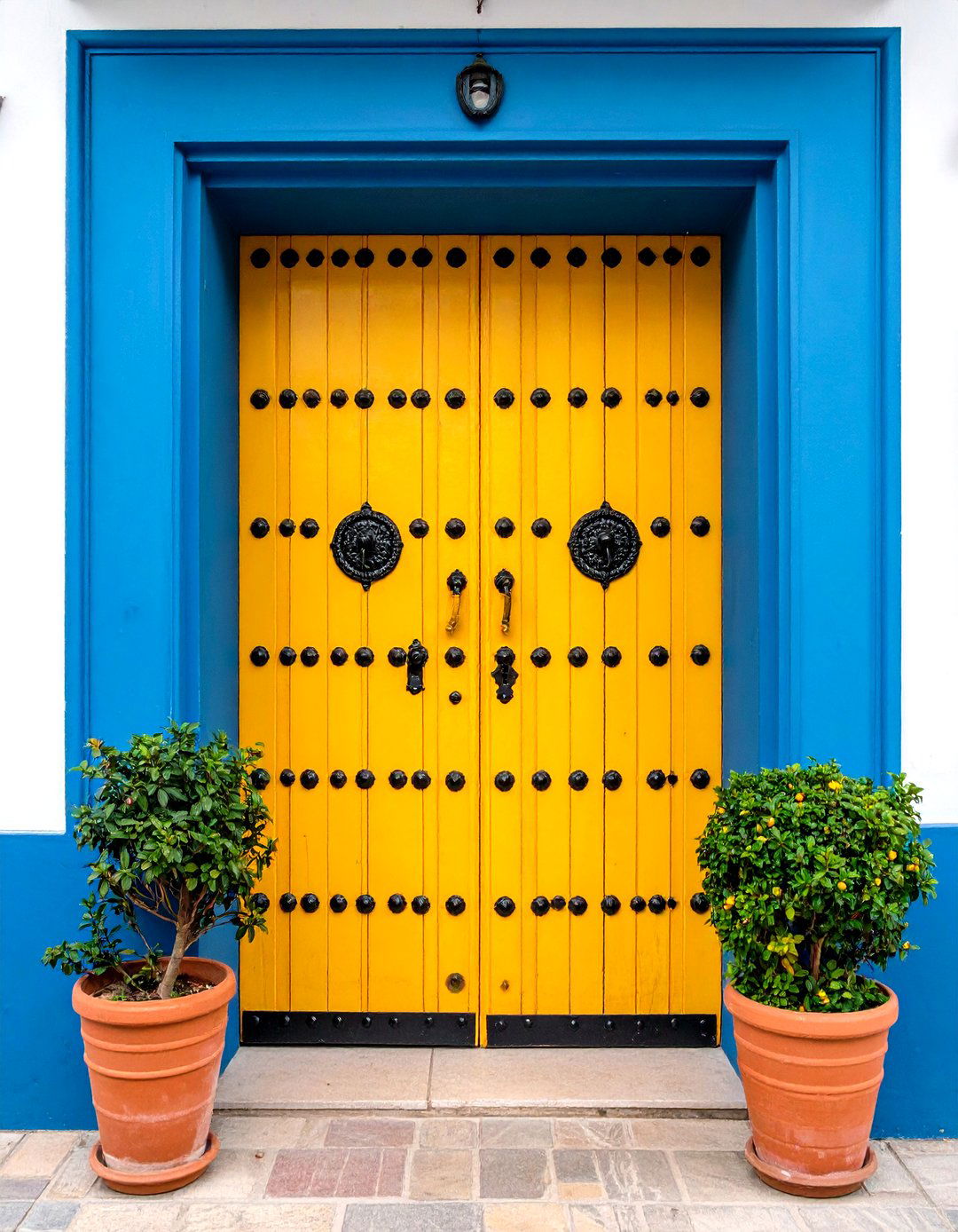 Door with Decorative Hardware and Hinges - 20 Spanish Style Front Door Ideas