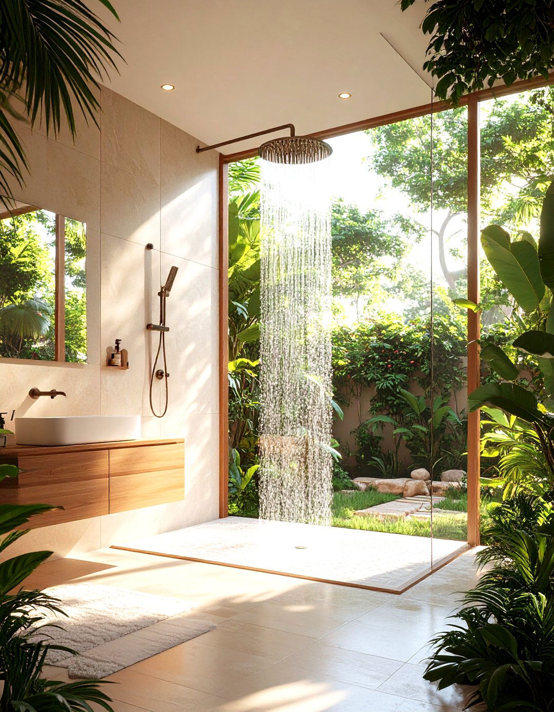 Doorless Walk Through Layout - 20 Half-wall Shower Ideas