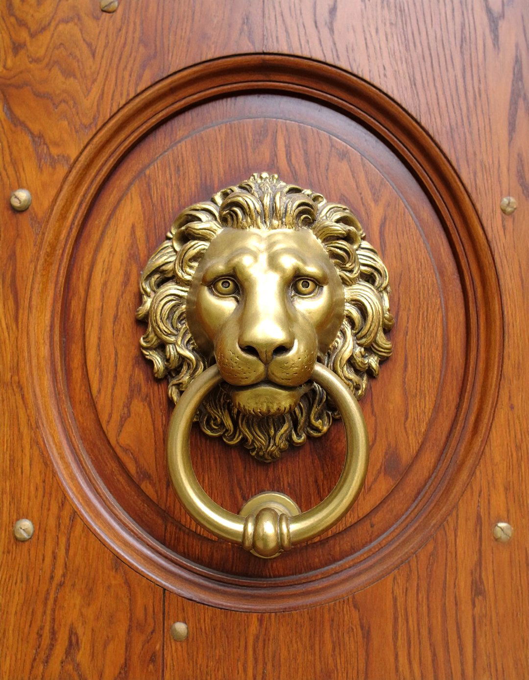Doors with Castillo Style Lion Head Knockers - 20 Spanish Style Front Door Ideas