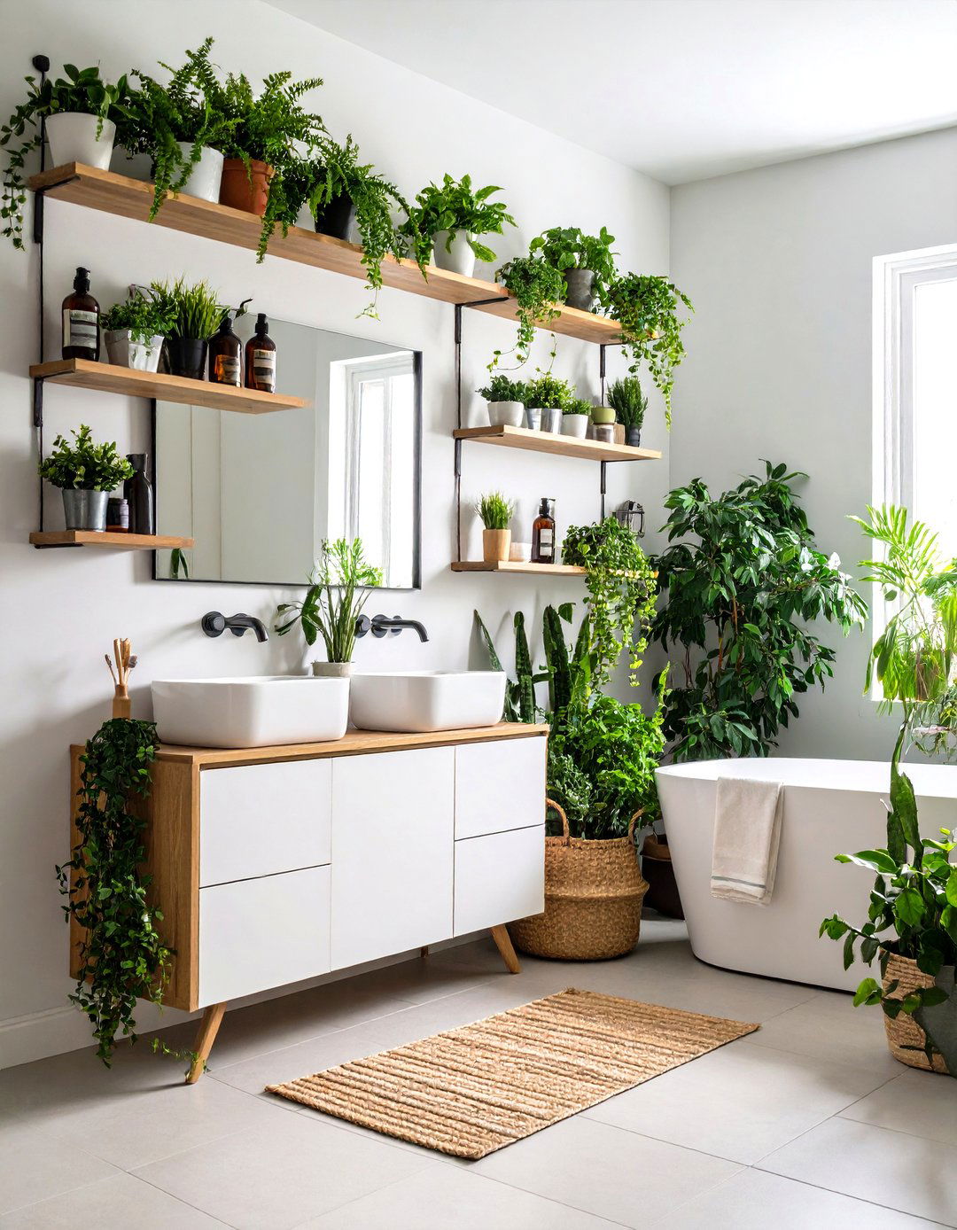 Dorm Bathroom Plant and Greenery Integration - 20 Dorm Bathroom Ideas