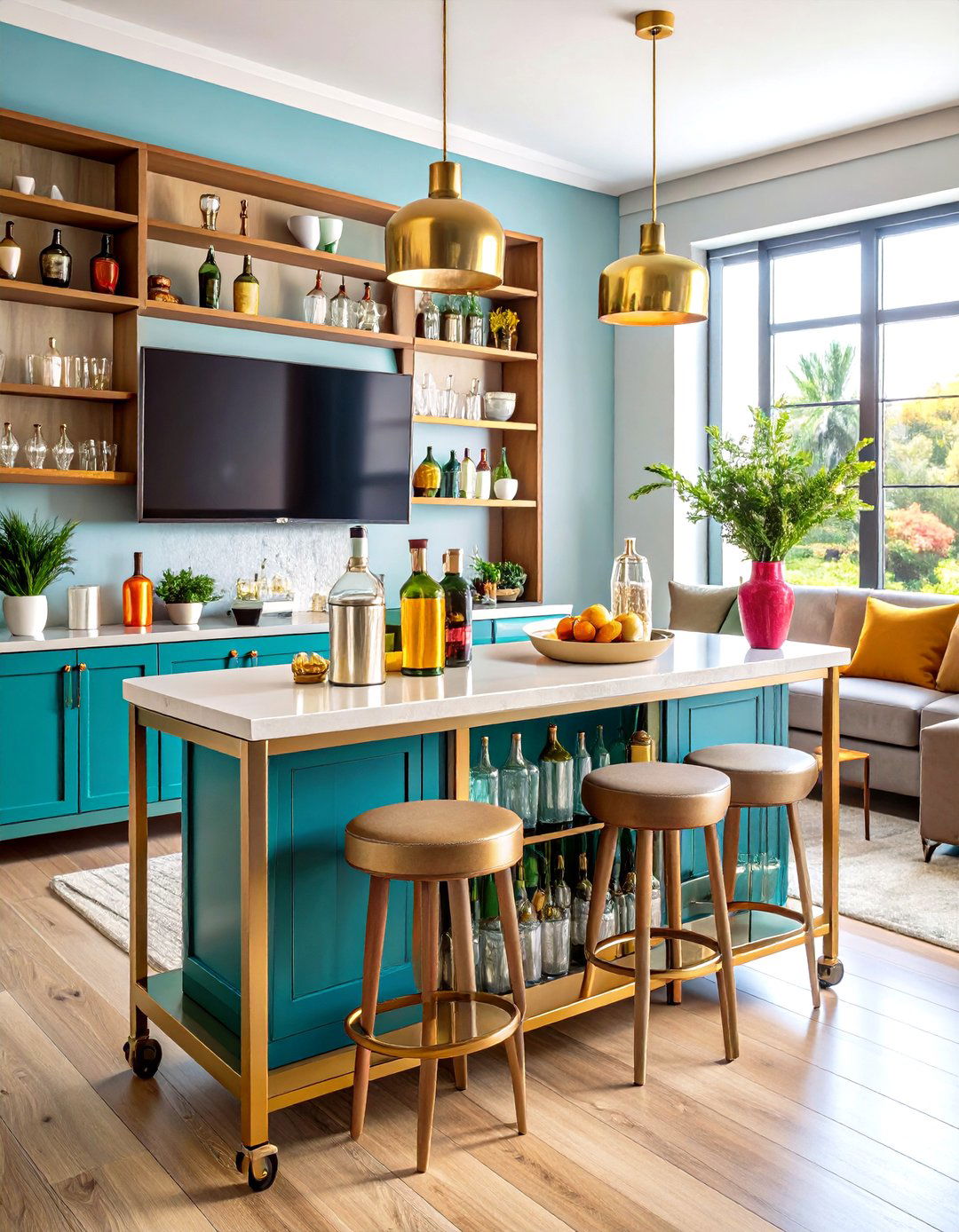 Double Duty Bar Cart - 20 Tv Room Ideas