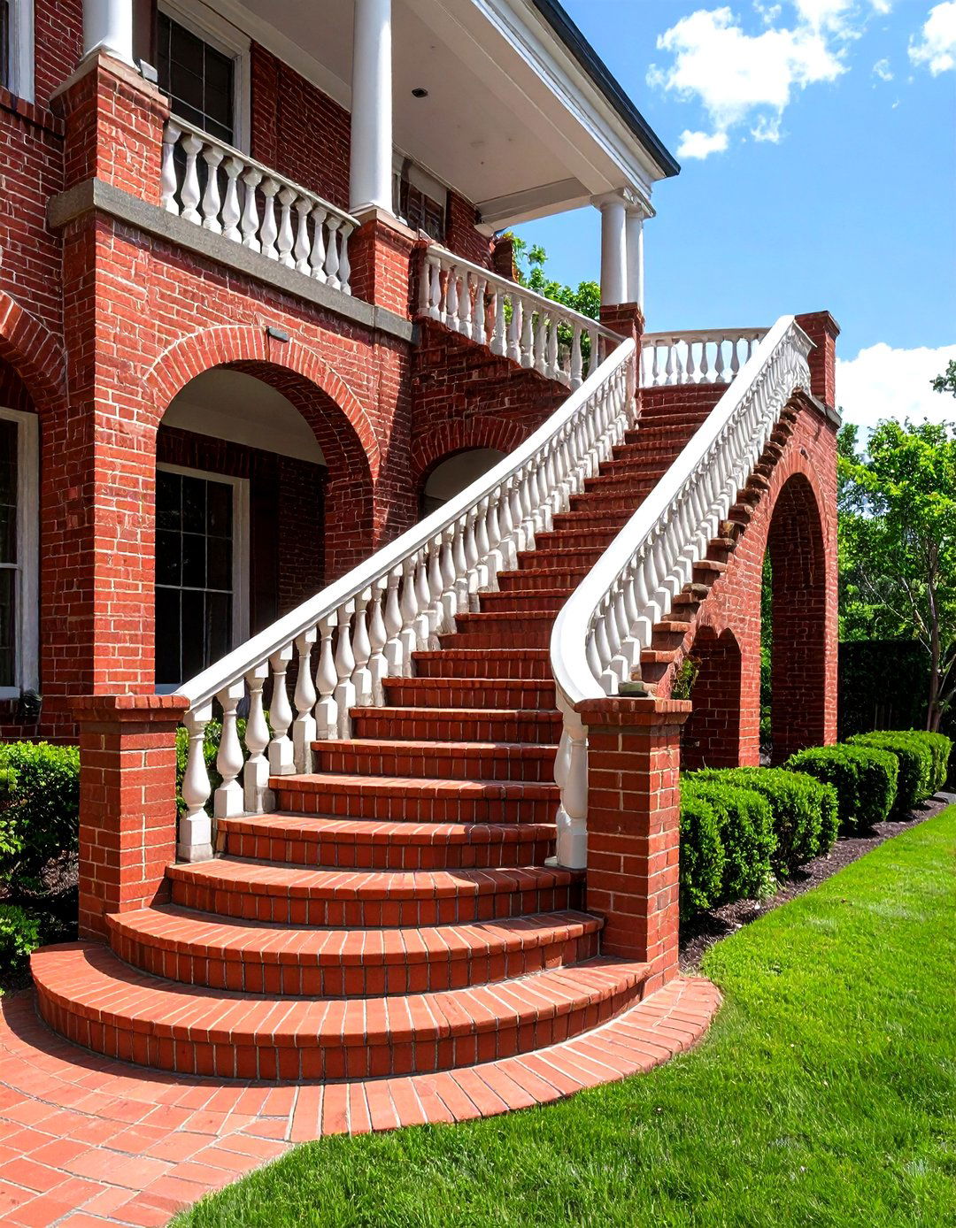 Double Height Brick Step Design - 20 Brick Front Steps Design Ideas