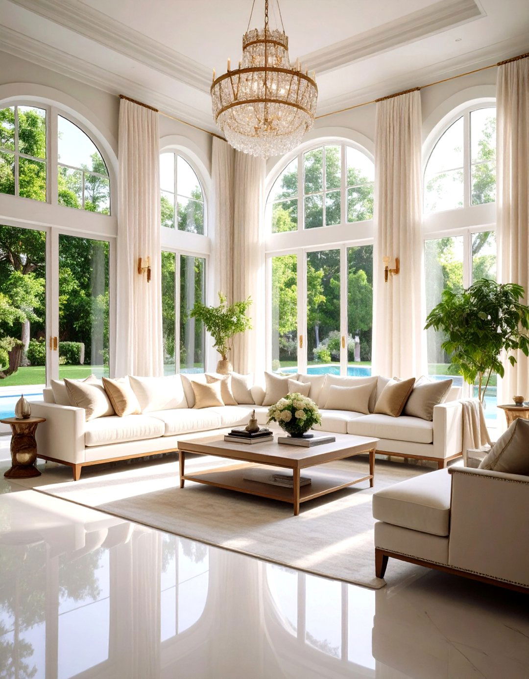 Double Height Windows Mansion Living Room - 20 Mansion Living Room Ideas