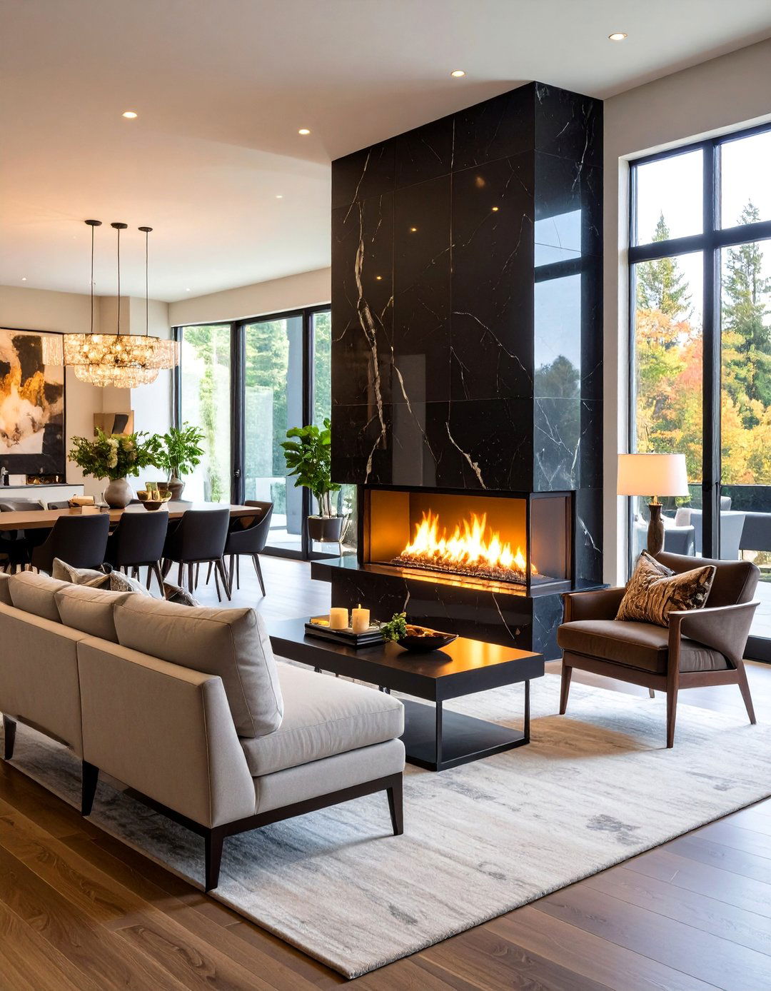 Double Sided Black Fireplace Divider - 20 Black Fireplace Ideas