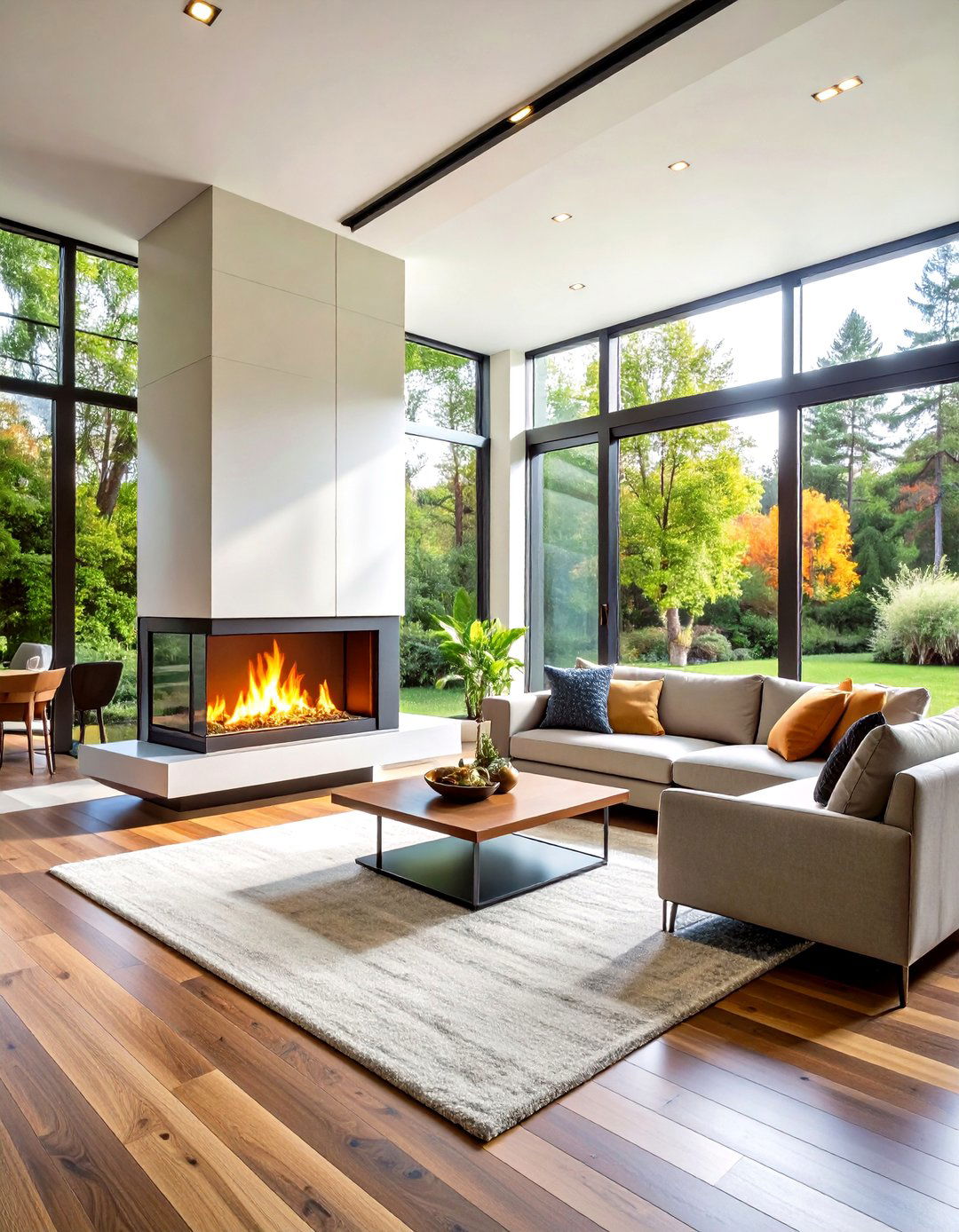 Double Sided Corner Fireplace for Open Floor Plans - 20 Corner Fireplace Ideas