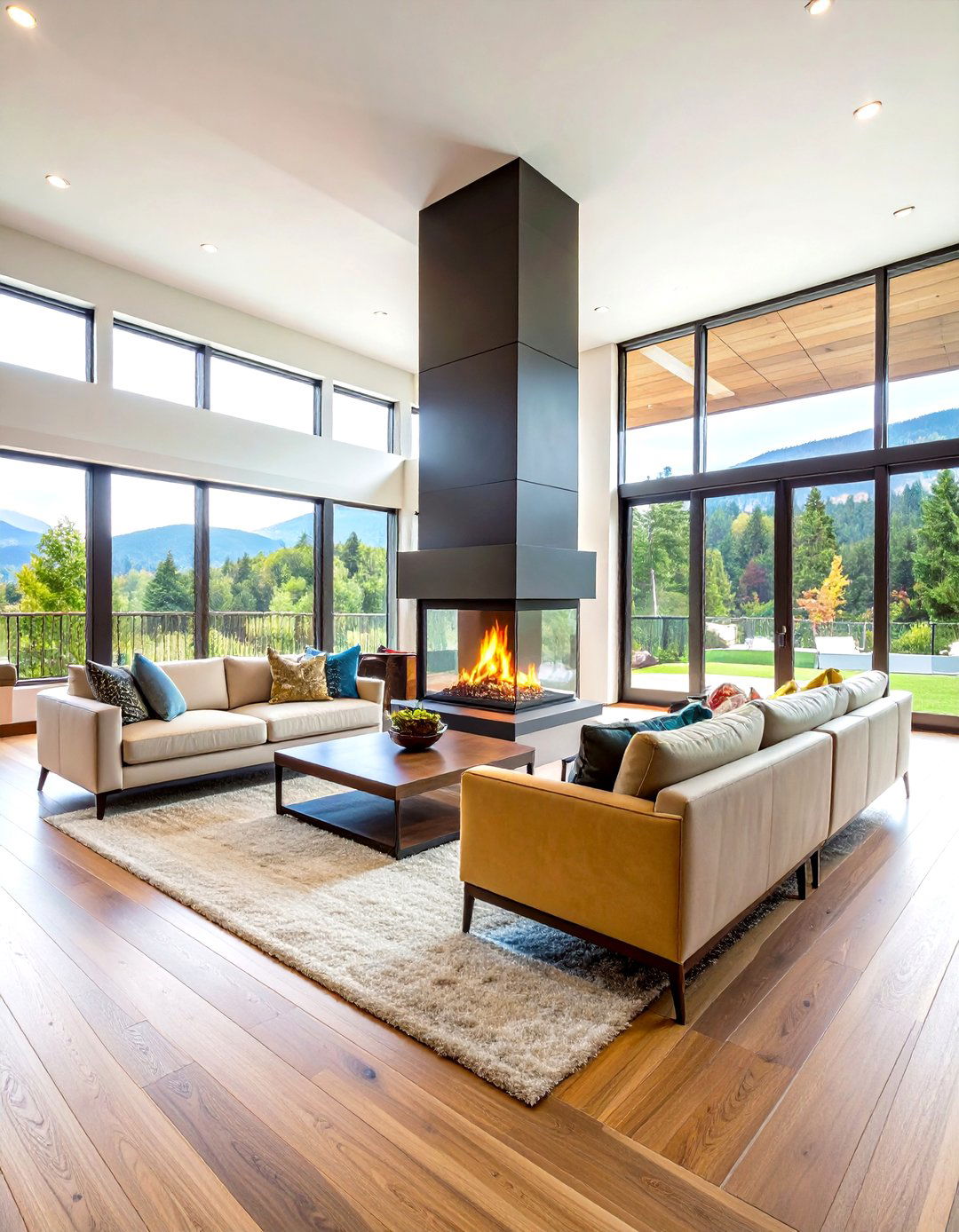 Double Sided Divider Fireplace - 20 Floor to Ceiling Fireplace Ideas