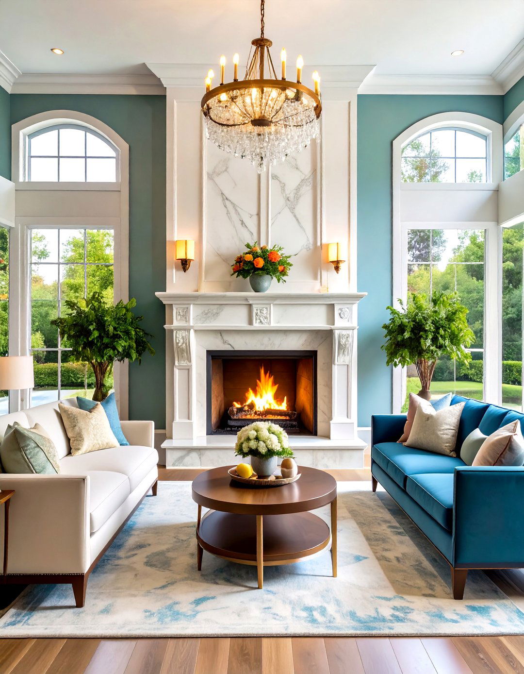 Double Sided Fireplace Mansion Living Room - 20 Mansion Living Room Ideas