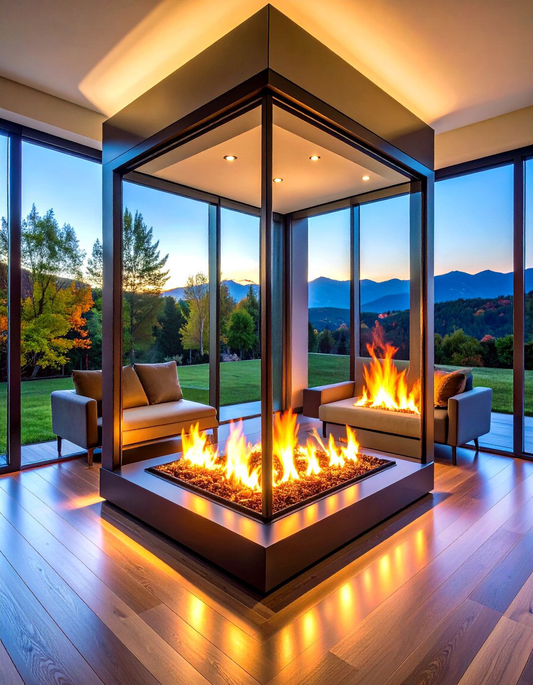 Double Sided Fireplace - 20 Sunroom With Fireplace Ideas