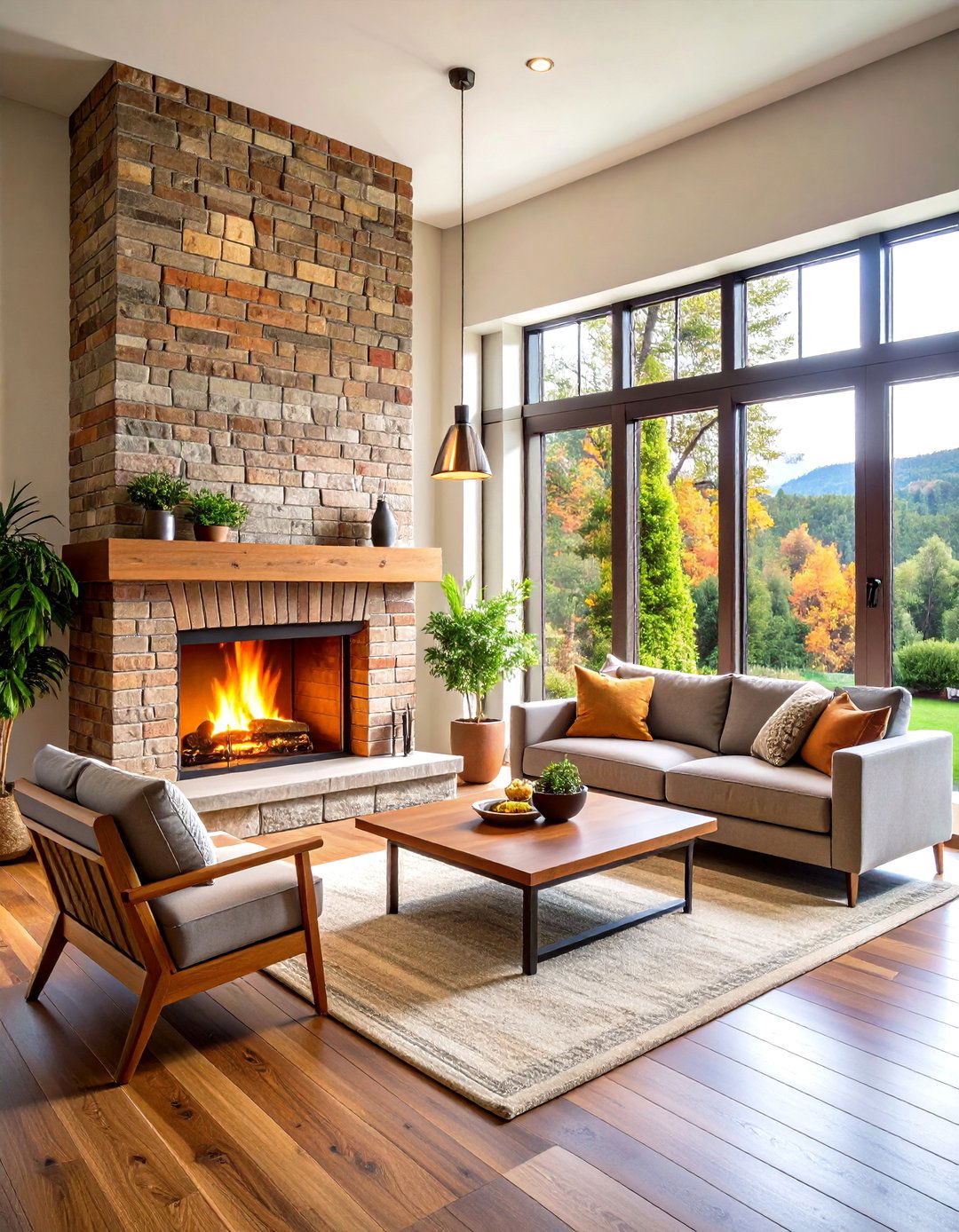 Double Sided Rustic Brick Fireplace Room Divider - 20 Rustic Brick Fireplace Ideas