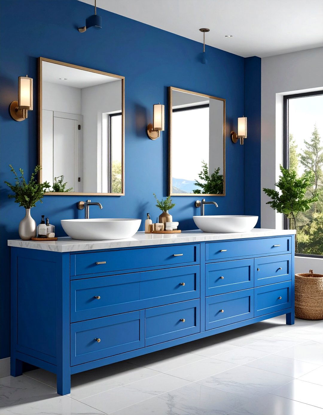 Double Sink Blue Bathroom Vanity for Master Bathrooms - 20 Blue Bathroom Vanity Ideas