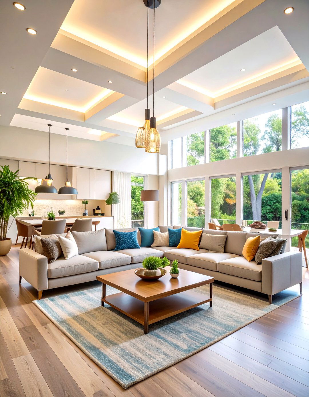 Double Step Ambient Tray Ceiling - 20 tray ceiling ideas