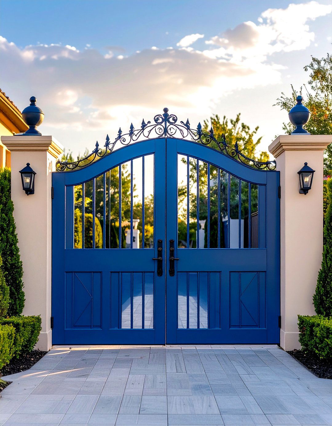 Double Swing Metal Garden Gate with Ceremonial Presence - 20 Metal Garden Gate Ideas