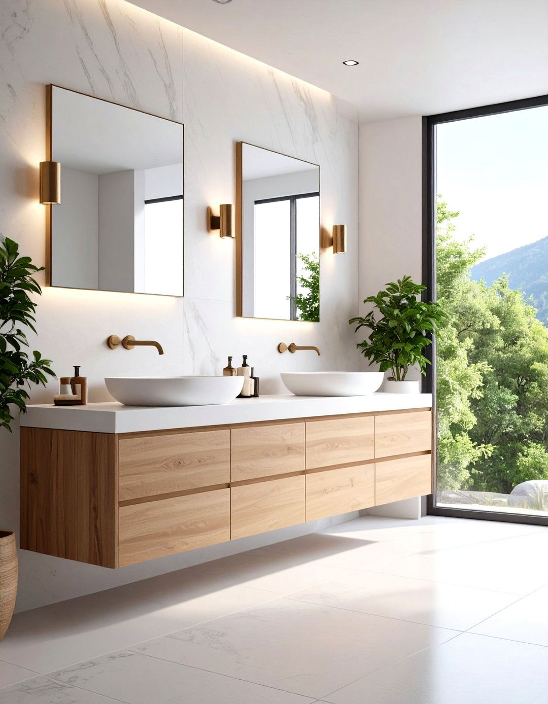 Double Vanity with Wall Mounted Faucets - 20 Double Vanity Bathroom Ideas