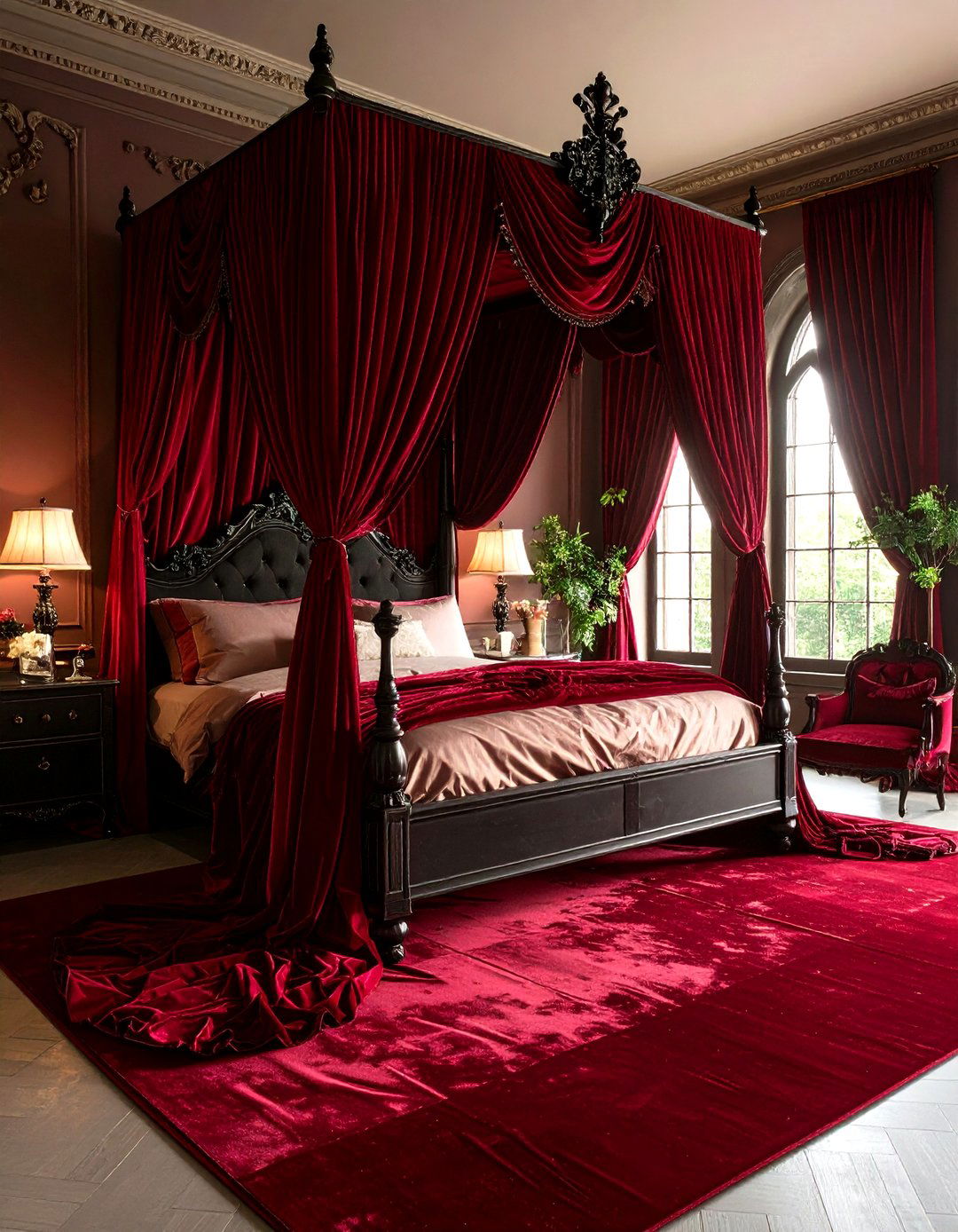 Dramatic Drapery and Bed Canopies in a Gothic Bedroom - 20 Gothic Bedroom Ideas