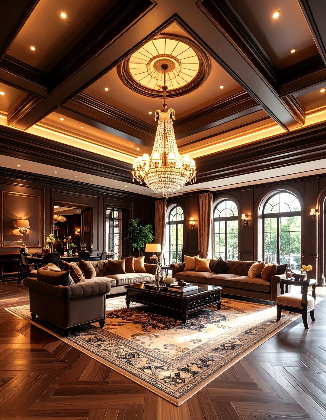 Dramatic Statement Ceiling - 20 Glam Living Room Ideas