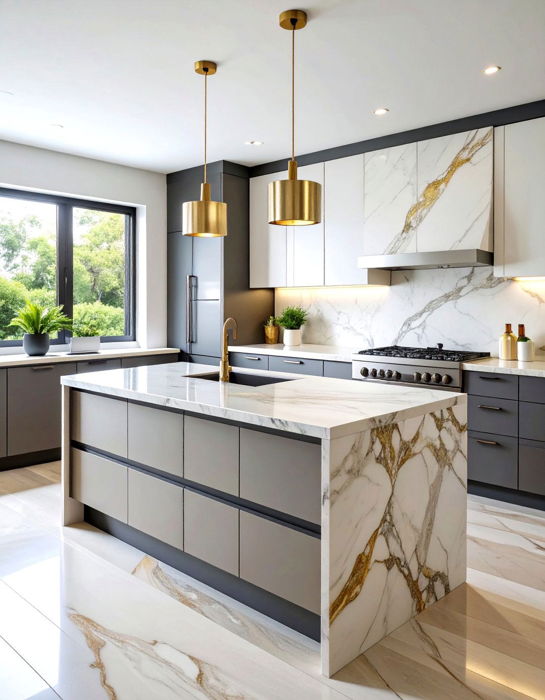 Dramatic Veined Kitchen Backsplash Marble Slab - 20 Kitchen Backsplash Ideas