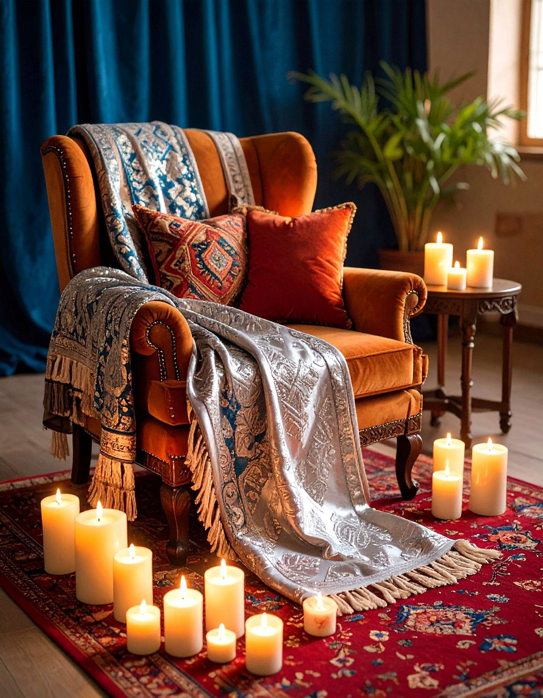 Drape a Handira Wedding Blanket for Luminous Texture - 20 Bohemian Moroccan Living Room Ideas