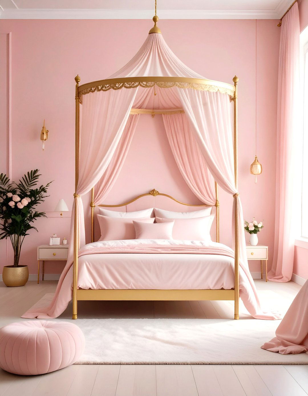Dreamy Canopy Pink and Gold Bedroom - 20 Pink and Gold Bedroom Ideas