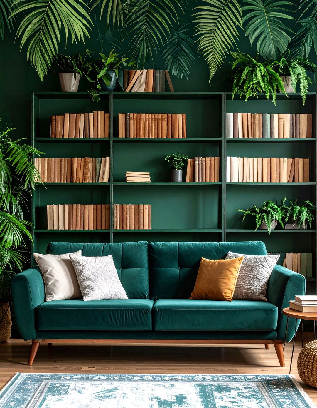 Drench a Feature Wall in Botanical Wallpaper - 20 Forest Green Living Room Ideas
