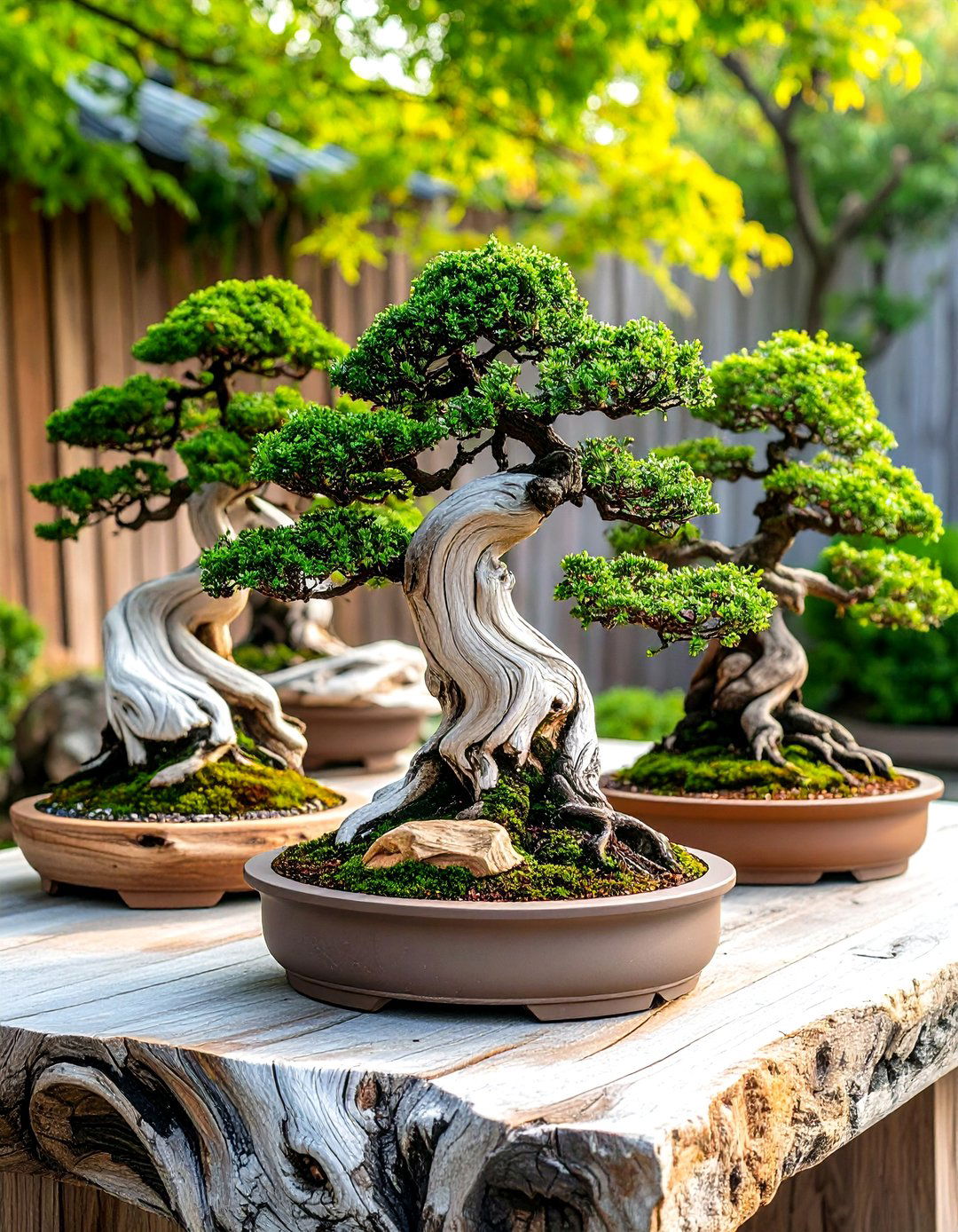 Driftwood Accent Bonsai Garden - 20 Bonsai Garden Ideas