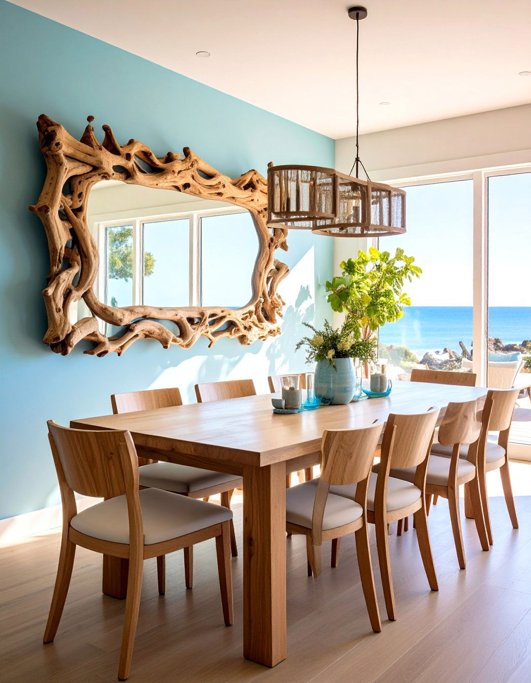Driftwood Coastal Dining Room Mirror Frame - 20 Coastal Dining Room Ideas