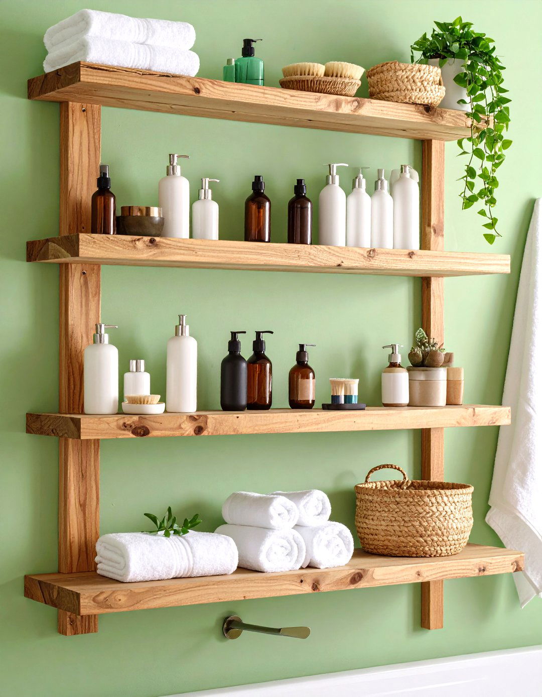 Driftwood Shelving Displays Bathroom Essentials Artfully - 20 Earthy Bathroom Ideas