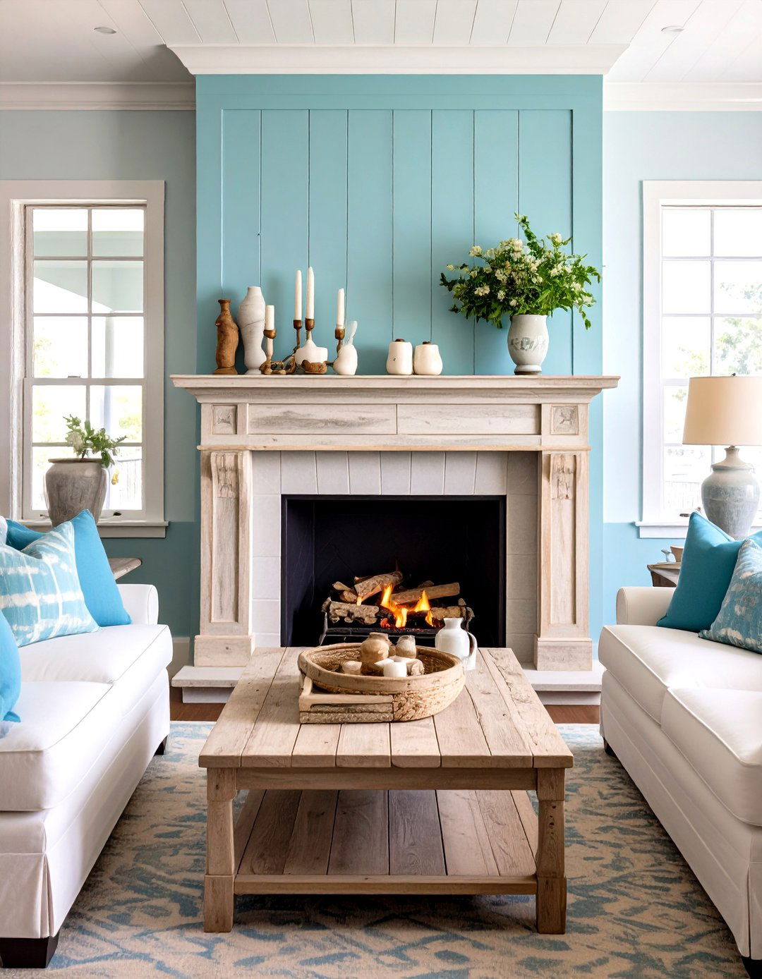 Driftwood Style Wood Mantel for Coastal Vibes - 20 Wood Mantel Ideas