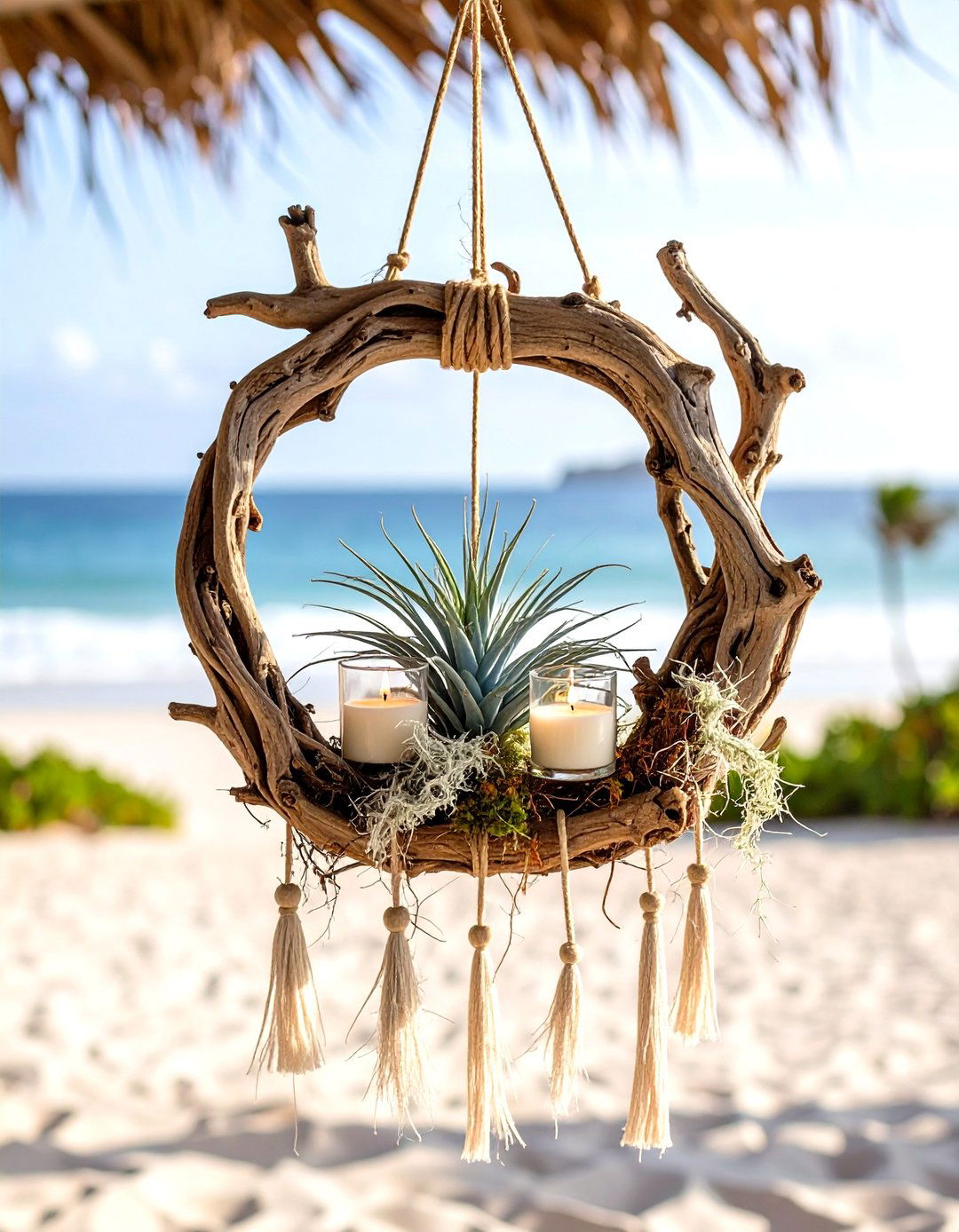 Driftwood and Air Plant Sculpture Non Floral Wedding Centerpiece - 20 non-floral wedding centerpiece ideas