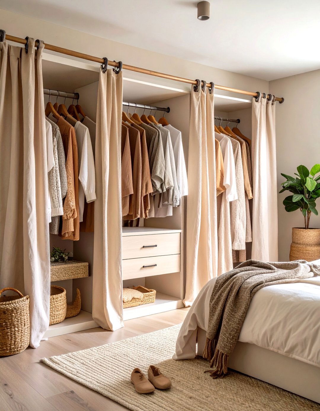 Drop Cloth Closet Curtain Budget Solution - 20 closet curtain ideas