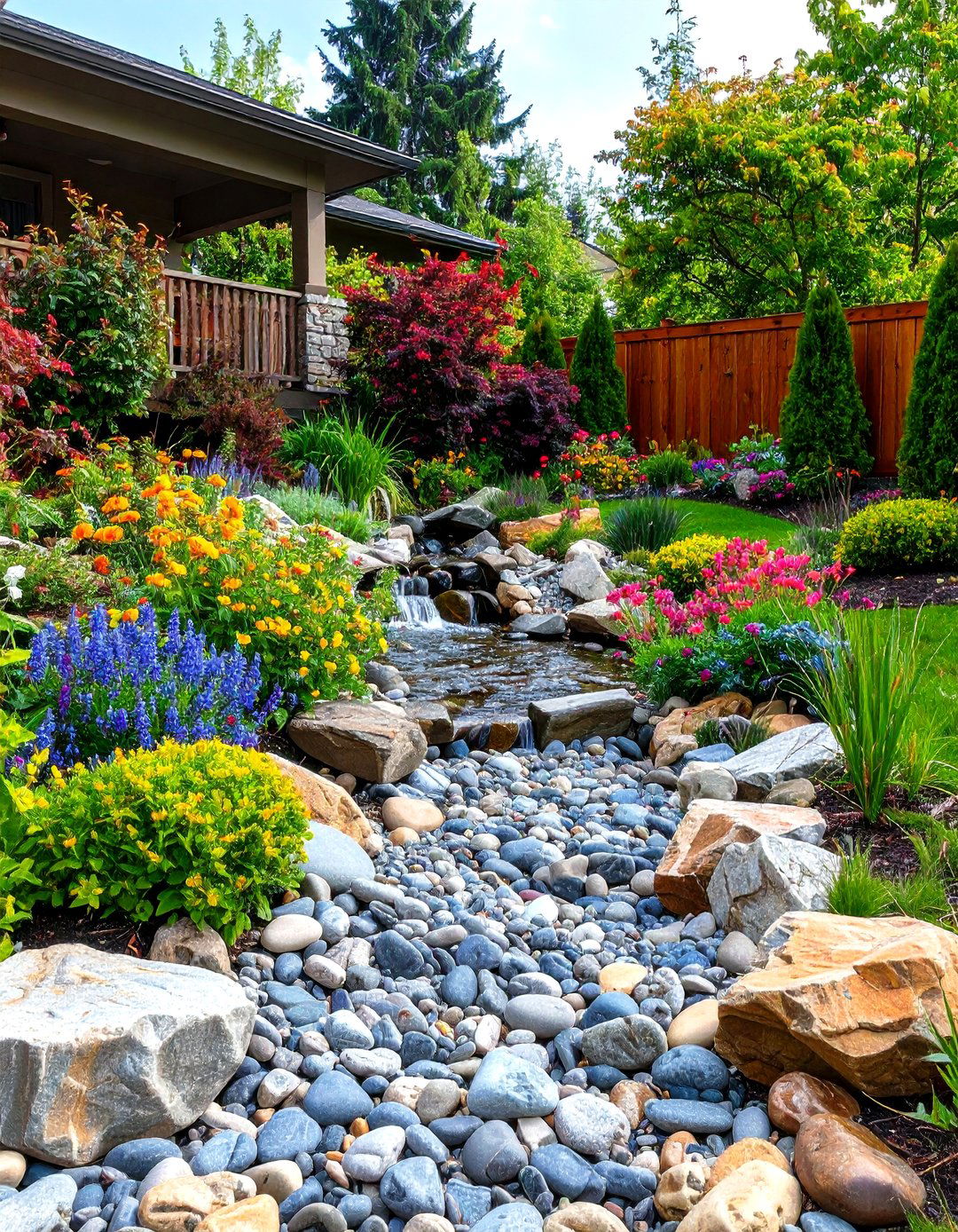 Dry Creek Bed Swale - 20 Hardscape Ideas