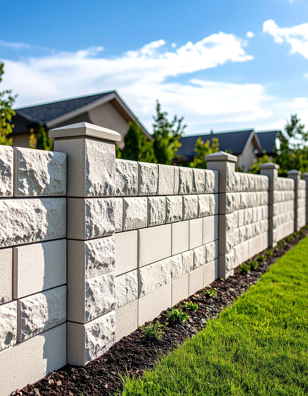 Dry Stack Concrete Block Fence - 20 Concrete Block Fence Ideas