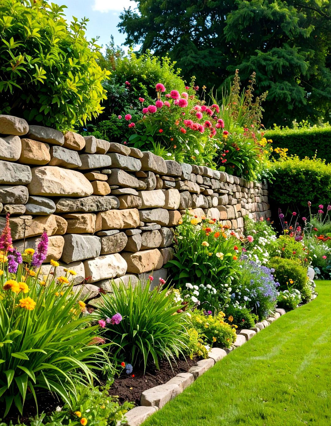 Dry Stacked Dry Stone Wall - 20 Stone Wall Ideas