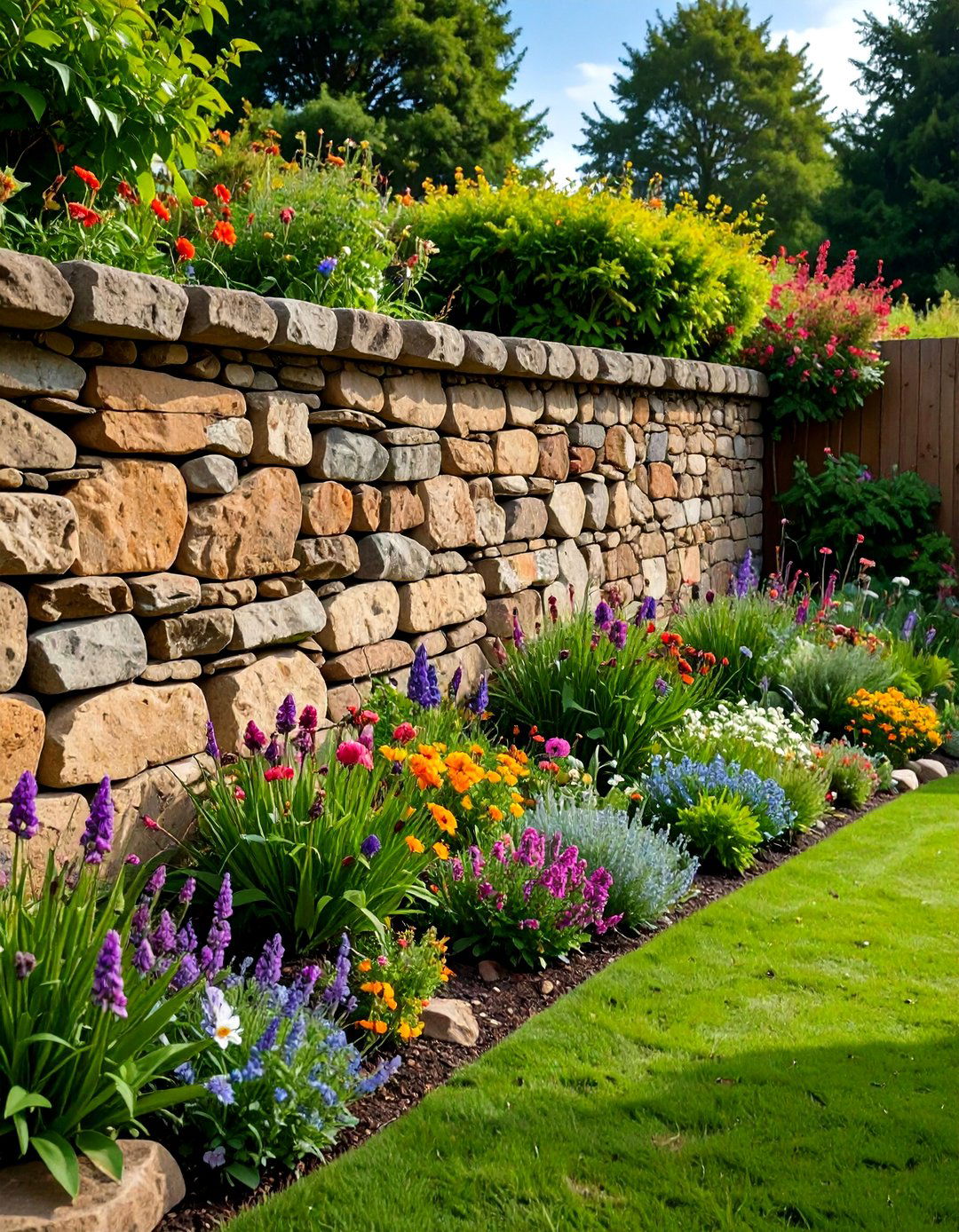 Dry Stone Garden Wall for Wildlife - 20 Garden Wall Ideas