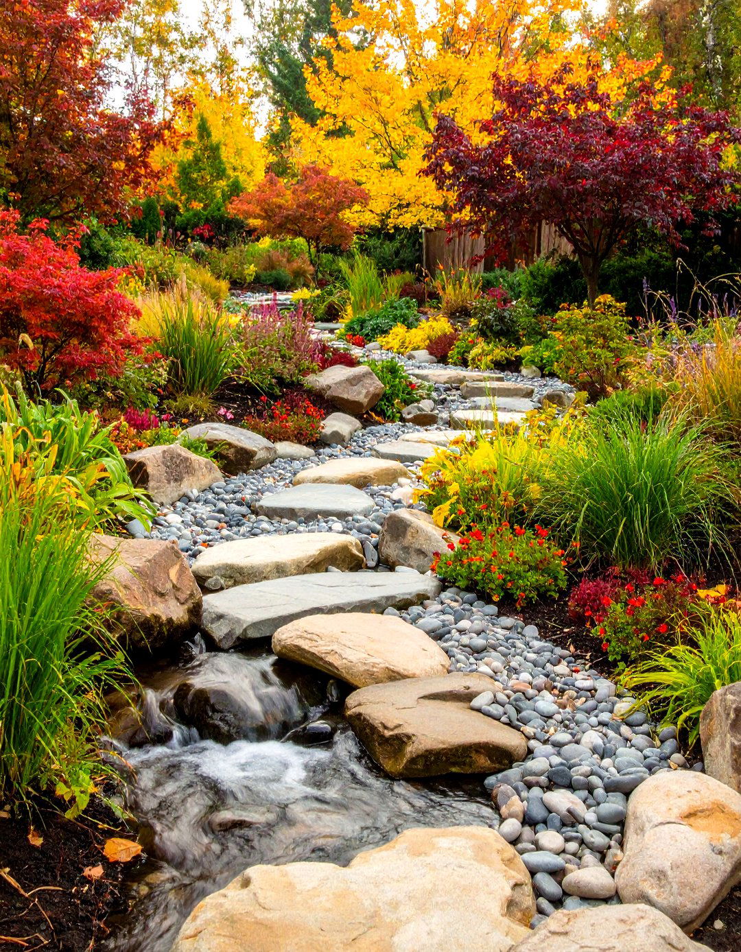 Dry Stream Bed - 20 Stone Garden Ideas