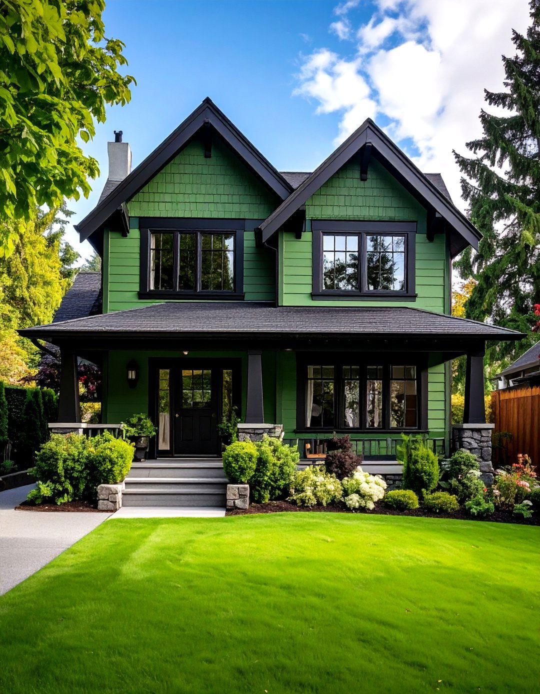 Dual Color Sage Green House - 20 Sage Green House With Black Trim Ideas