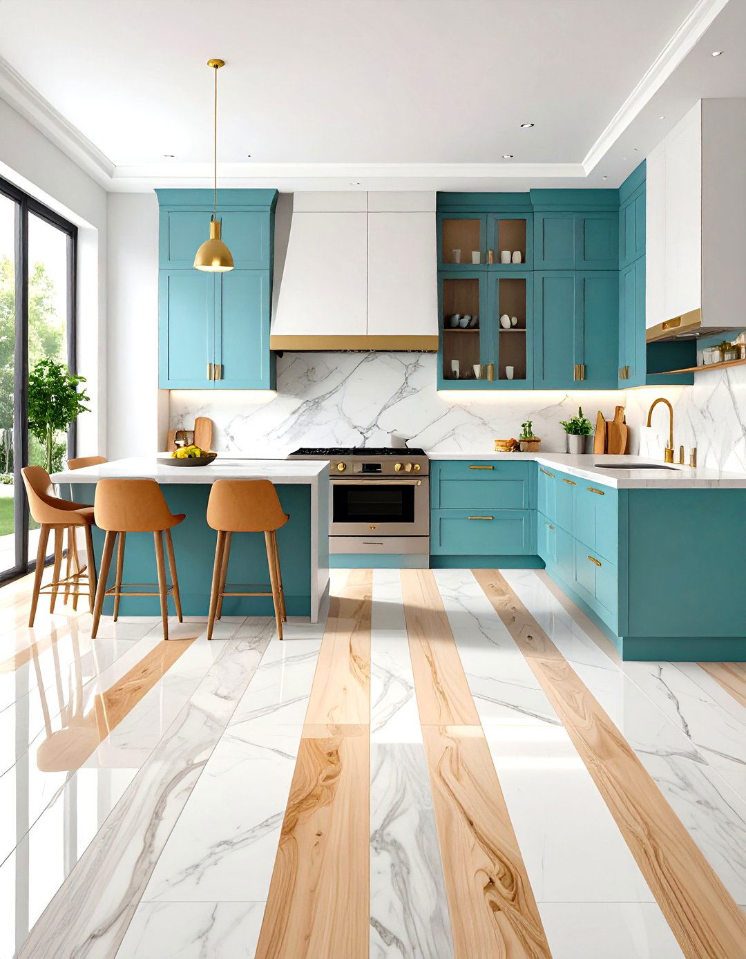 Dual Finish Marble Kitchen Floor - 20 Marble Kitchen Floor Ideas