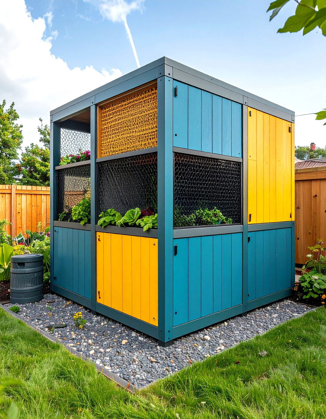 Dual Purpose Compost and Garbage Can Bay - 20 Garbage Can Storage Ideas