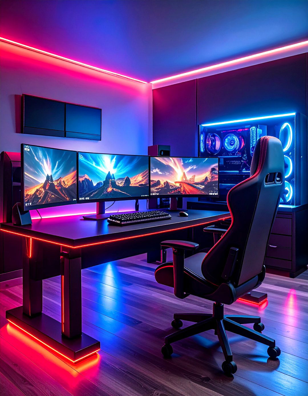 Dual Purpose Red and Black Gaming Setup - 20 Red and Black Gaming Setup Ideas