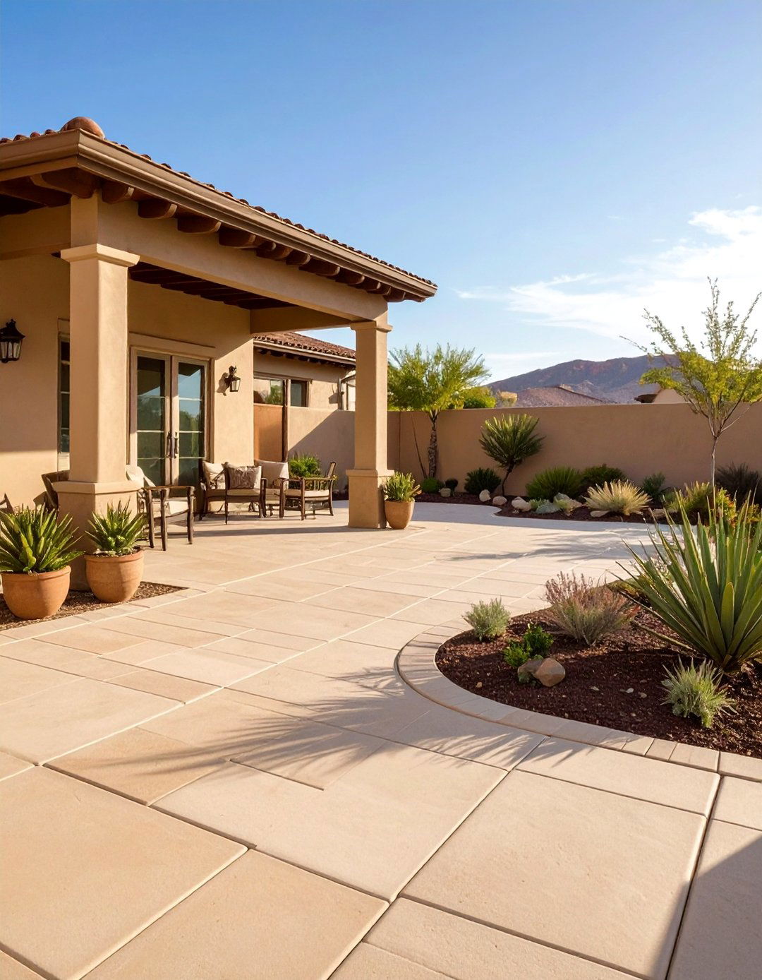 Dual Tone Contrast - 20 Stamped Concrete Patio Ideas