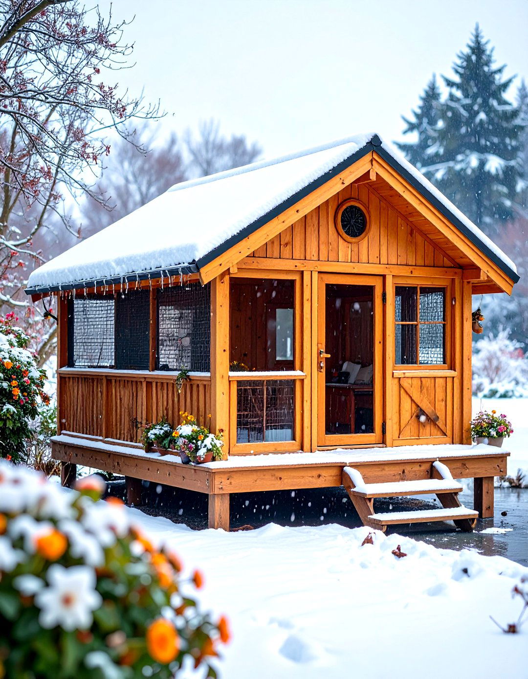 Duck House With Covered Porch and Run for Stormy Regions - 20 Duck House Ideas
